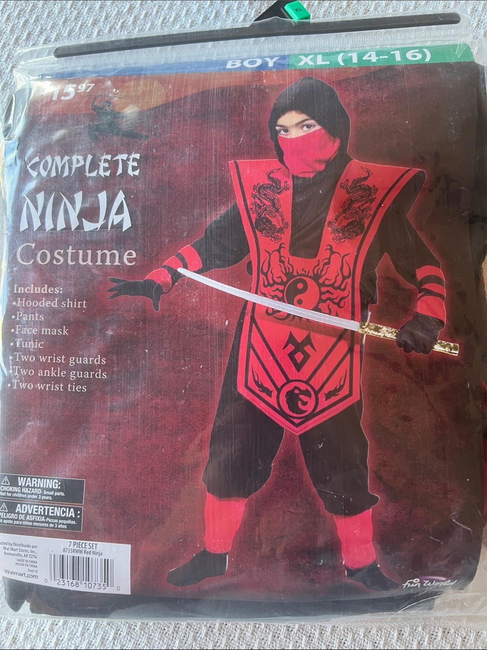 NWT Complete Ninja Kids Costume - 7 pc set - XL 14-16